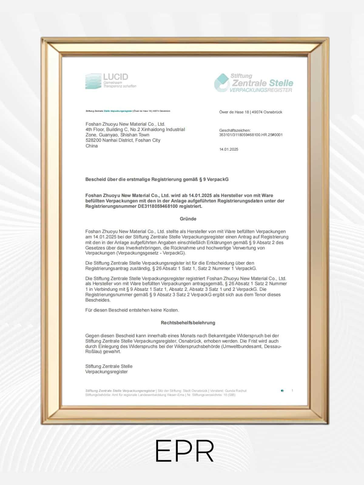 EPR (LUCID) registration