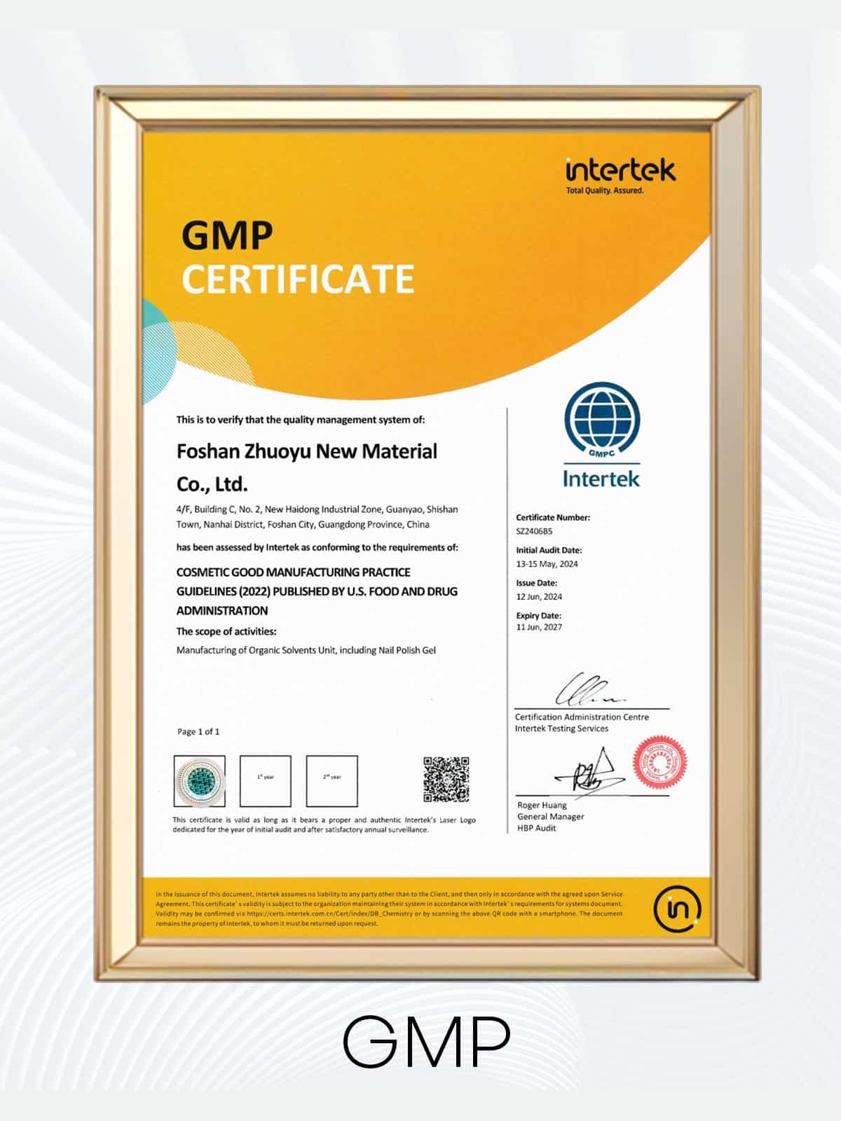 GMP certificate