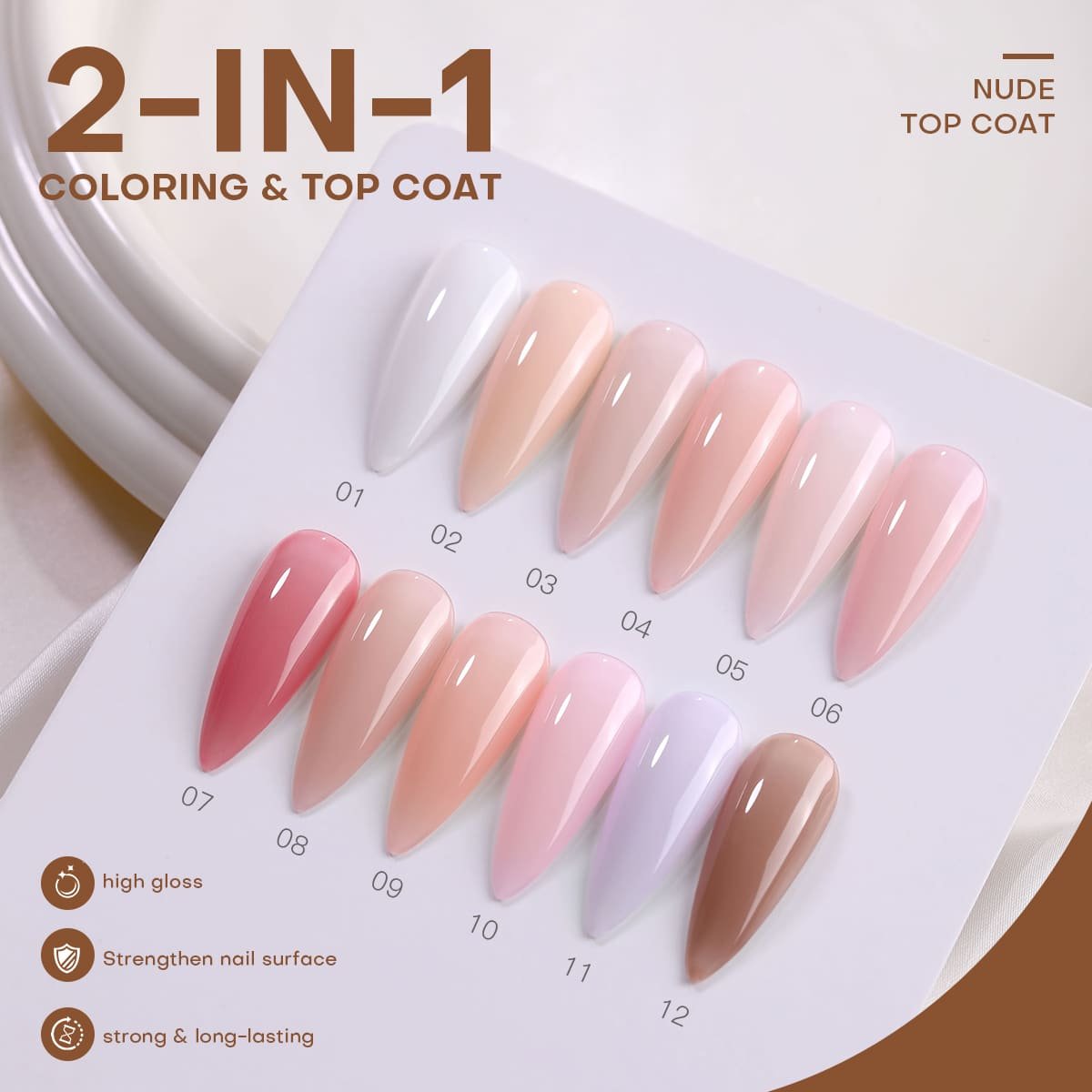 12-Color Nude Top Coat Gel image 2