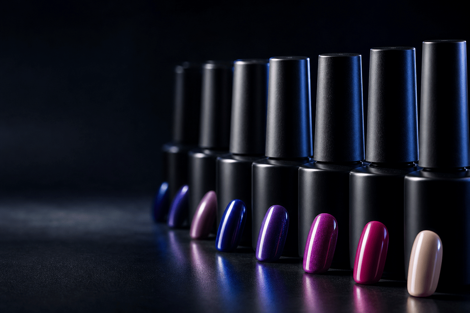 CZ gel polish bottles on the production line