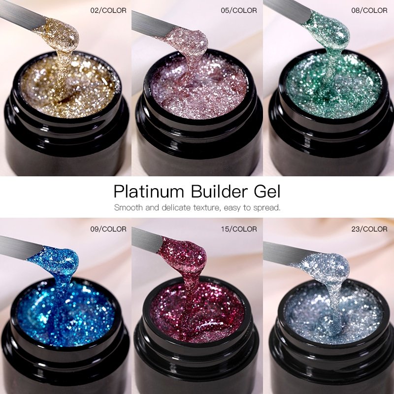 Hema Free And TPO Free Silver Foil Nail Builder Gel image 3