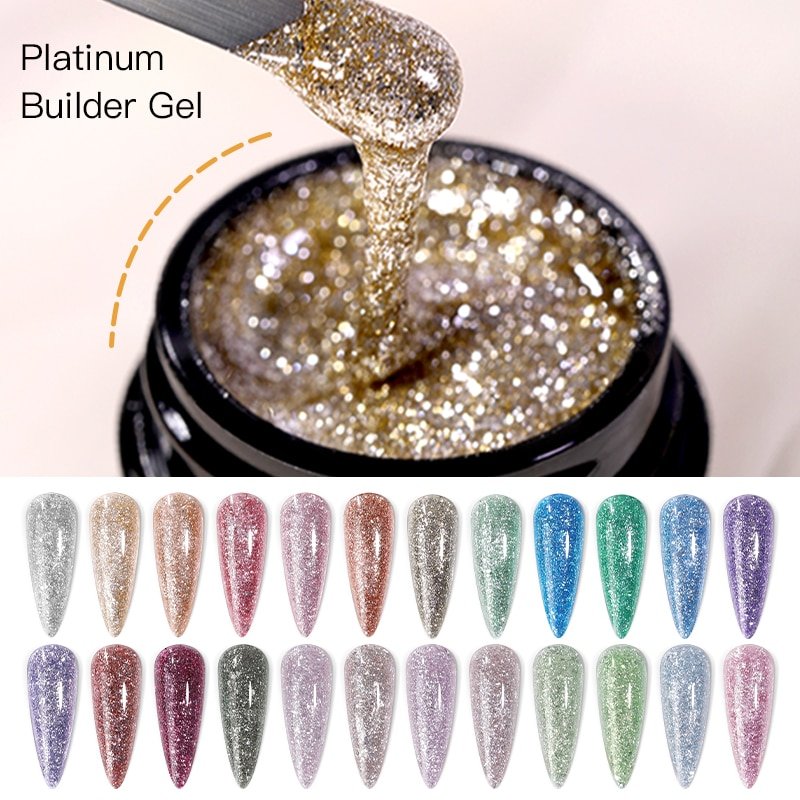 Hema Free And TPO Free Silver Foil Nail Builder Gel image 5