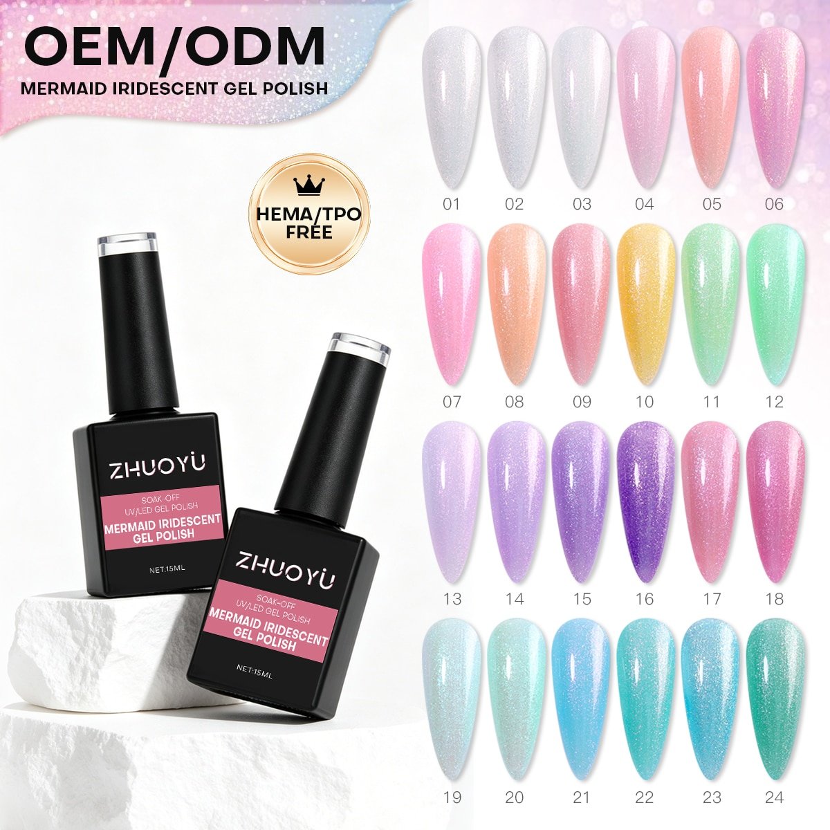 CZ 24-Color Mermaid Iridescent Gel Polish