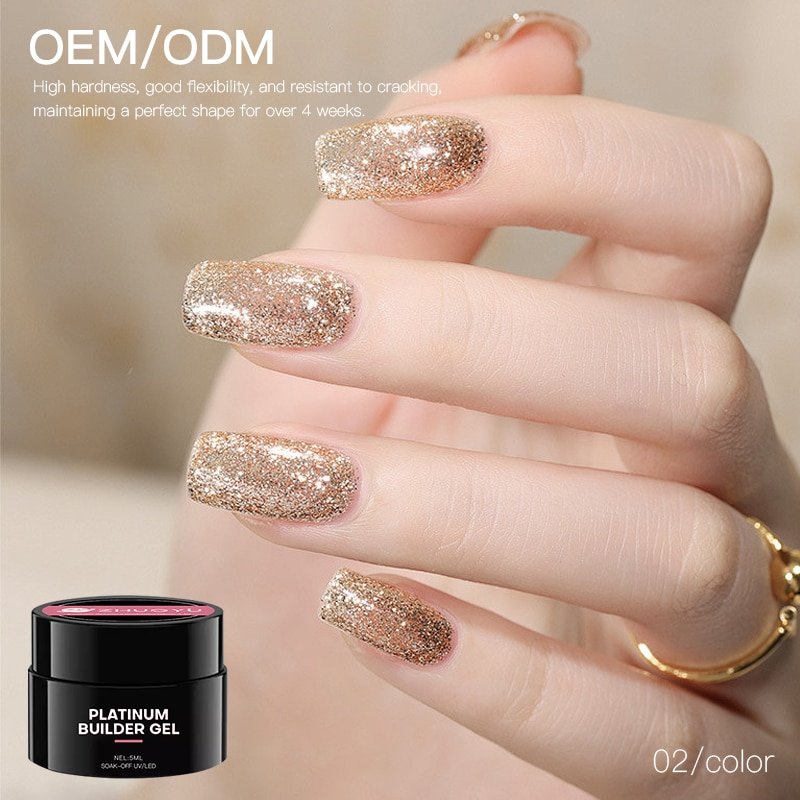 Hema Free And TPO Free Silver Foil Nail Builder Gel image 4