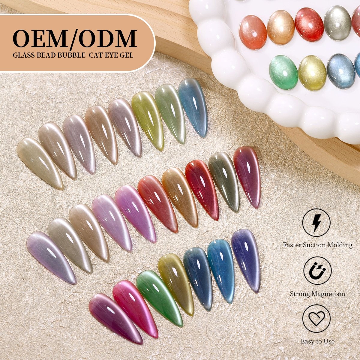 25 Colors Glass Bead Cat Eye Gel Polish image 4